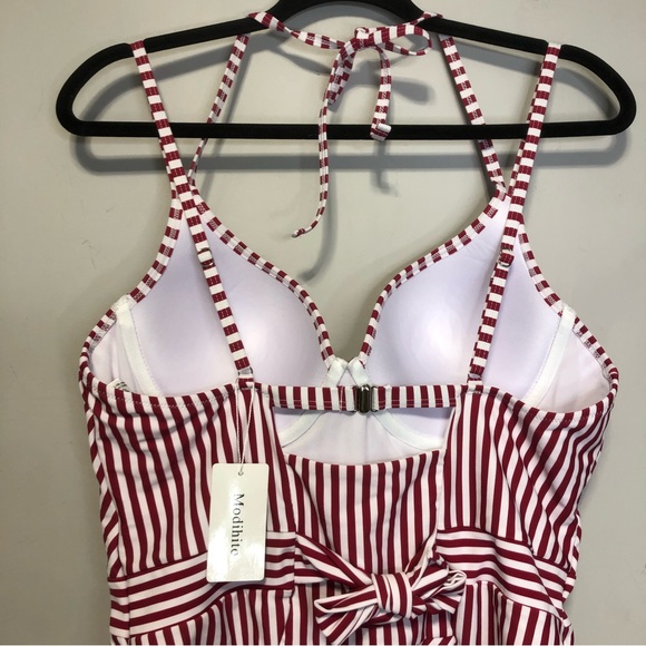 NWT Modihito Stripe Moulded Adjustable Straps One Piece Swimsuit, size XL - Picture 8 of 12